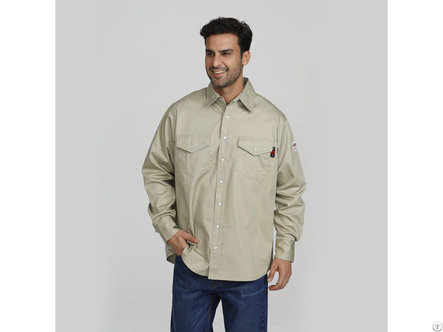 Flame Retardant Pearl Button Work Shirt For Welding Industry