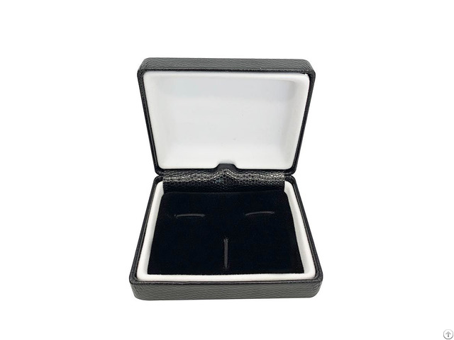 Custom Black Pu Leather Tie Clips Cufflink Box