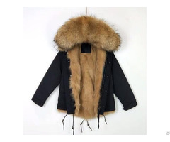 Best Sales Coat With Khaki Real Fox Fur Lining Parka Black Short Jacket For Mens