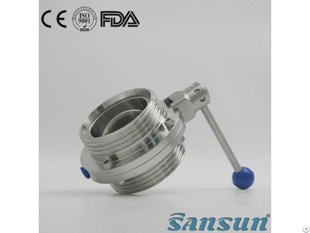 Stainless Steel Sanitary Hygienic Threaded Manual Food Grade 304 316l Butterfly Valve