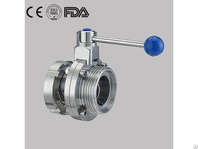 Hygienic Manual Nut Male Sanitary Butterfly Valve Stainless Steel