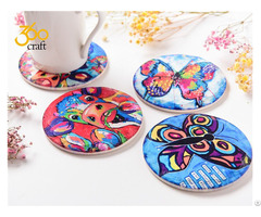 Christian Style Custom Design Drink Ceramic Coasters With Anti Slip Cork Back