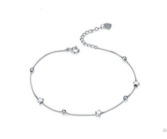 S925 Sterling Silver Ball Bracelet With Heart Platinum Plated