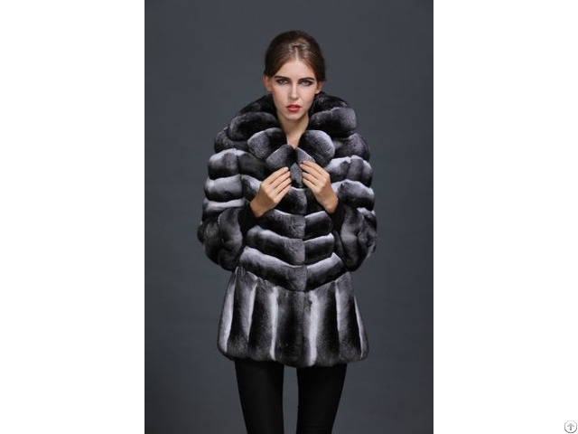 Topest Luxury Chinchilla Fur Ladies Winter Elegant Coat