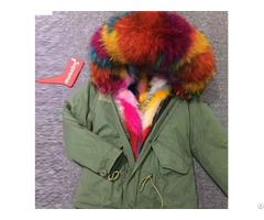 Short Parka With Colorful Fox Fur Lining Fashion Beautiful Coat