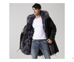 Fashion Thick Warm Parka Black Outshell With Grey Fox Fur Lining