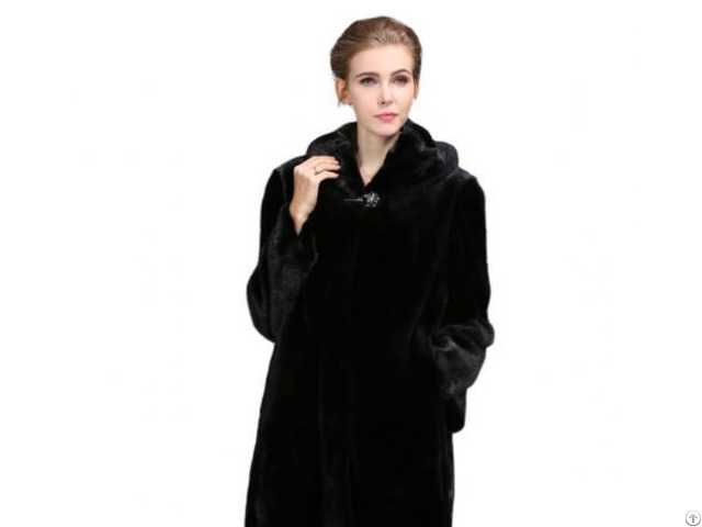 Winter Coat Ladies All Black Real Mink Fur Wear