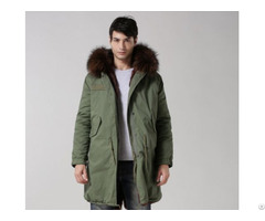 Luxury Winter Jacket Army Green Long Fur Parka For Men