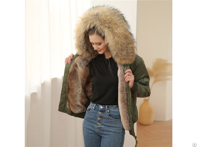 High Quality Girls Athletic Bomber Jacket Faux Fur Coat