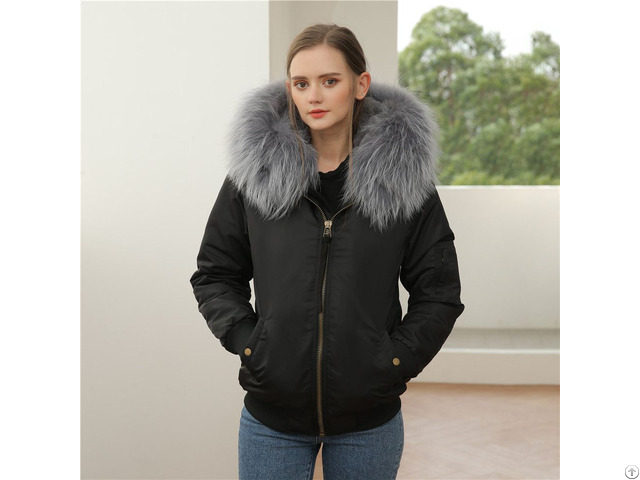 Wholesale Fashion Ladies Gray Faux Fur Lining Hooded Jacket