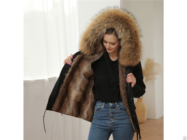 Meifng Latest Short Fur Parka Mrs Winter Coat With Big Collar