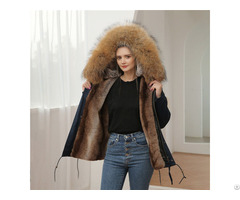 Concise Natural Color Lining Warm Parka Faux Leather Outer Coat