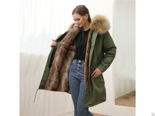 Breathable Eco Friendly Fur Parka Reversible Outer Shell Garment