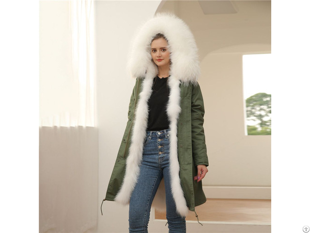 New Design Winter Fox Fur Parka Popular Women Cloths