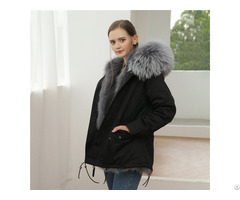 Knitted Grey Fox Fur Lining Ladies Parka Collar Classic Clothing