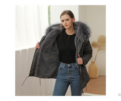 Thick Warm Parka For Women Hooded Raccoon Fur Collar Outside Coat