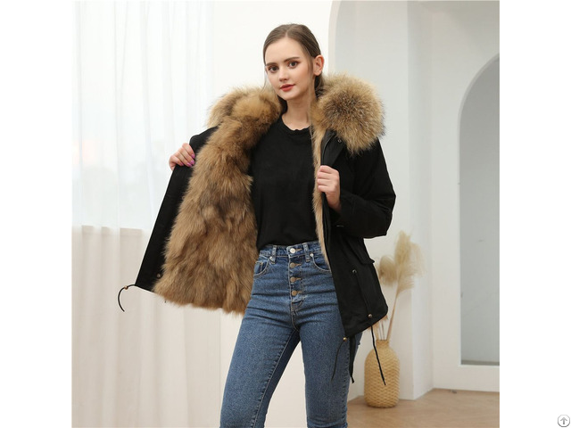 Hot Salethick Warm Fashion Coat Fox Fur Parka Winter Lady