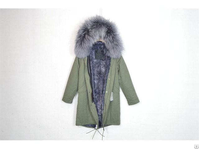 Latest Long Parka With Real Mink Fur Lining Women Overcoat