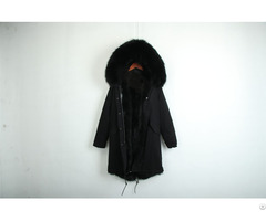 Newest Plus Size Black Long Parka Fox Fur Coat Winter Jacket
