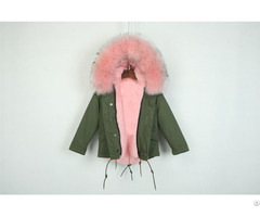 Short Parka Light Pink Faux Fur Lined Coat Girls Winter Jacket