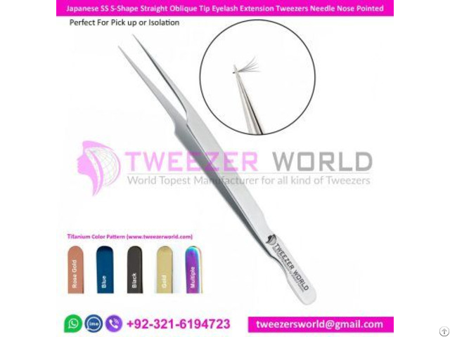 S Shape Straight Oblique Tip Eyelash Extension Tweezers Needle Nose