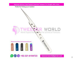 Japanese Stainless Steel Eyelash Extension Tweezers Pro Straight With Holes