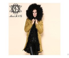 Women Lamb Parka Black Lining Woolen Coat Winter Thick Warm Long Wear