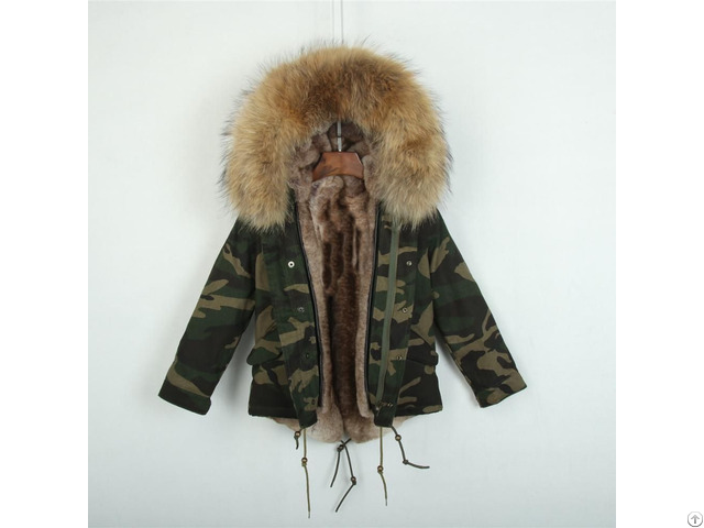 Faux Fur Parka Winter Kids Short Coat Camouflage Outshell Fashionable Clothes