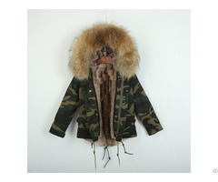 Faux Fur Parka Winter Kids Short Coat Camouflage Outshell Fashionable Clothes