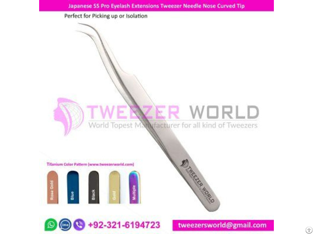 Japanese Ss Pro Eyelash Extensions Tweezer Needle Nose Curved Tip