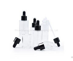 Clear Glass Bottles With Dropper Cap Flat