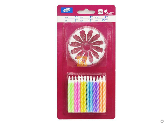 Cheap Price 24 Pieces Birthday Cake Spiral Candles With Holders For Party