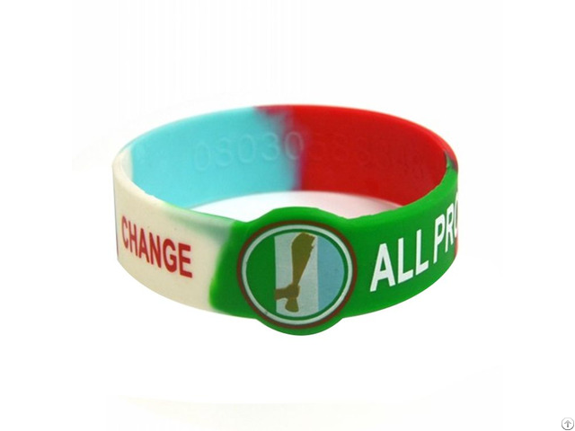 Debossed Filled Segmented Silicone Bracelets With Custom Print