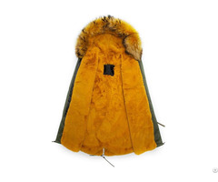 Military Long Parka Women And Men Yellow Faux Fur Coat