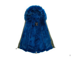 Winter Thick Warm Bright Blue Faux Fur Lined Parka Long Jacket For Men And Women