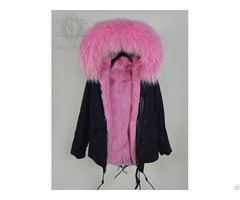 New Trend Parka Winter Women Pink Fur Clothes Warm Wear For Ladies