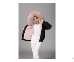 Ladies Fashion Winter Bomber Jacket With Pink Faux Fur