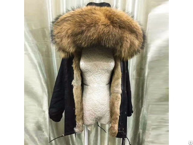 Natural Color Rex Rabbit Fur Parka Winter Fashion Short Jacket Coat