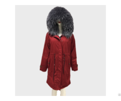 Long Style Overcoat Gray Faux Fur Lined Jacket Coat Collar Trimming