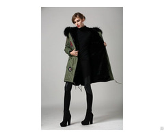 Uk Beads Western Style Fahion Long Parka With Black Faux Fur Lining