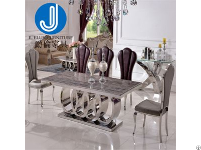 Metal Stainless Steel Dining Room Sets Marble Dinning Table