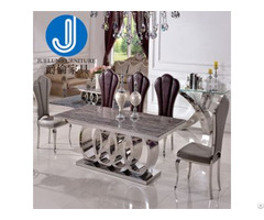Metal Stainless Steel Dining Room Sets Marble Dinning Table