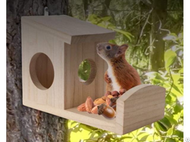 Wooden Squirrel Feeder Station