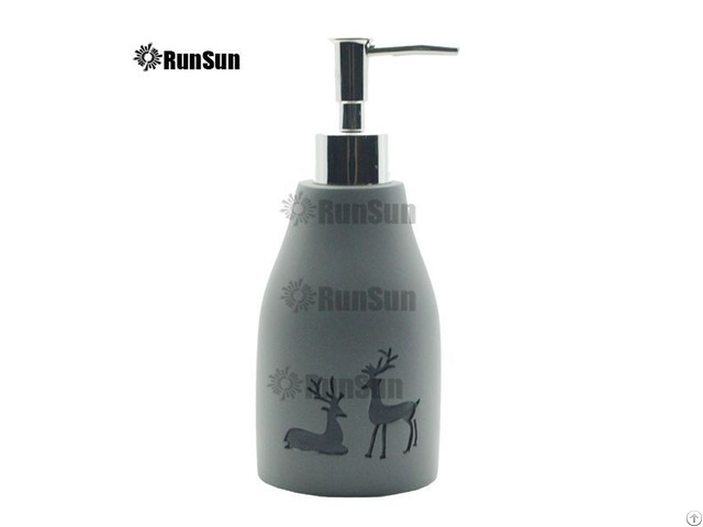 Polyresin Cool Grey With Deer Stripe Lotion Bottle