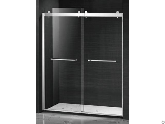 Frameless Custom Barn Style Sliding Bypass Shower Doors