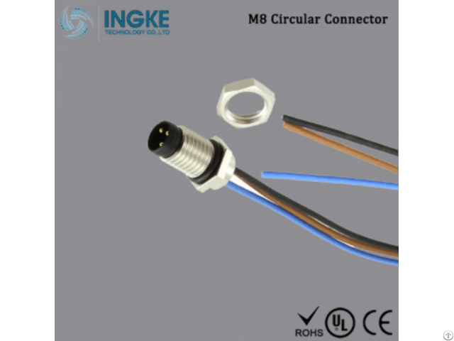 Ingke 2 21720902 M8 Circular Connector Ip67 Panel Mount Sensor Plug