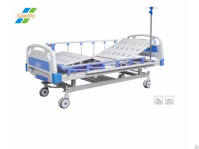 Double Crank Nursing Abs Hospital Patient Bed With Reversal Dining Plate