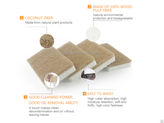 Kitchen Compostable Environmental Hemp Coconut Cellulose A Scrub Sponge