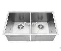 Zero Radius Double Bowl Handmade Stainless Steel Kitchen Sink