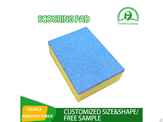 Yellow Green Sponge Pad Powerful Kitchen Cleaning